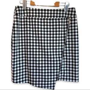 Le Château Asymmetrical Gingham Plaid Zip Detail Skirt